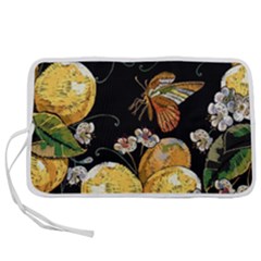 Embroidery Blossoming Lemons Butterfly Seamless Pattern Pen Storage Case (l) by BangZart