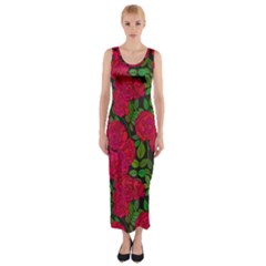 Seamless Pattern With Colorful Bush Roses Fitted Maxi Dress by BangZart