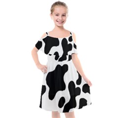 Cow Pattern Kids  Cut Out Shoulders Chiffon Dress by BangZart