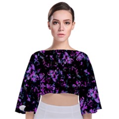 Abstract Intricate Texture Print Tie Back Butterfly Sleeve Chiffon Top by dflcprintsclothing