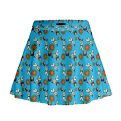 Clown Ghost Pattern Blue Mini Flare Skirt by snowwhitegirl