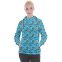 Clown Ghost Pattern Blue Women s Hooded Pullover View1