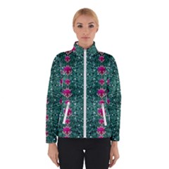 Flowers Love And Silver Metal Hearts Is Wonderful As Sunsets Winter Jacket by pepitasart