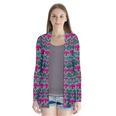 Flowers Love And Silver Metal Hearts Is Wonderful As Sunsets Drape Collar Cardigan by pepitasart