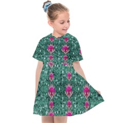 Flowers Love And Silver Metal Hearts Is Wonderful As Sunsets Kids  Sailor Dress by pepitasart