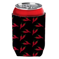 Red, Hot Jalapeno Peppers, Chilli Pepper Pattern At Black, Spicy Can Holder by Casemiro