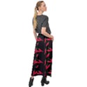 Red, hot jalapeno peppers, chilli pepper pattern at black, spicy Velour Split Maxi Skirt View2