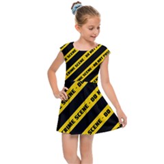 Warning Colors Yellow And Black - Police No Entrance 2 Kids  Cap Sleeve Dress by DinzDas