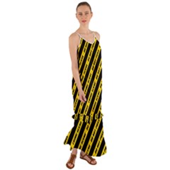 Warning Colors Yellow And Black - Police No Entrance 2 Cami Maxi Ruffle Chiffon Dress by DinzDas