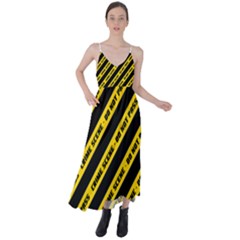 Warning Colors Yellow And Black - Police No Entrance 2 Tie Back Maxi Dress by DinzDas