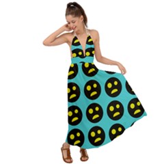 005 - Ugly Smiley With Horror Face - Scary Smiley Backless Maxi Beach Dress by DinzDas