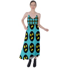 005 - Ugly Smiley With Horror Face - Scary Smiley Tie Back Maxi Dress by DinzDas