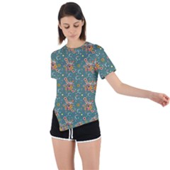 006 - Funky Oldschool 70s Wallpaper - Exploding Circles Asymmetrical Short Sleeve Sports Tee by DinzDas