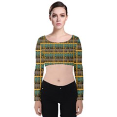 More Nature - Nature Is Important For Humans - Save Nature Velvet Long Sleeve Crop Top by DinzDas