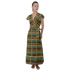 More Nature - Nature Is Important For Humans - Save Nature Flutter Sleeve Maxi Dress by DinzDas