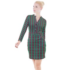 Evil Heart Graffiti Pattern Button Long Sleeve Dress by DinzDas