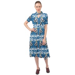 Scooter Captain - Moped And Scooter Riding Keyhole Neckline Chiffon Dress by DinzDas