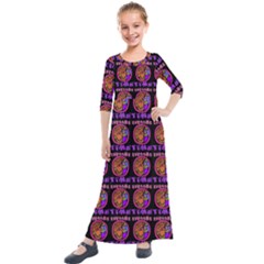 Inka Cultur Animal - Animals And Occult Religion Kids  Quarter Sleeve Maxi Dress by DinzDas