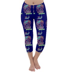 Jaw Dropping Horror Hippie Skull Capri Winter Leggings  by DinzDas