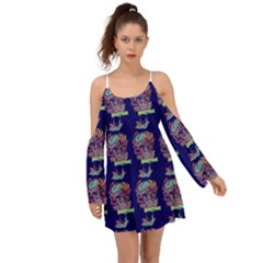 Jaw Dropping Horror Hippie Skull Kimono Sleeves Boho Dress by DinzDas