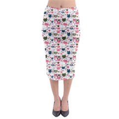 Adorable Seamless Cat Head Pattern01 Midi Pencil Skirt by TastefulDesigns