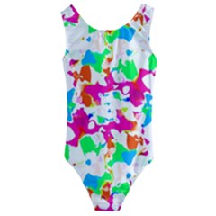 Bright Multicolored Abstract Print Kids  Cut-out Back One Piece Swimsuit by dflcprintsclothing