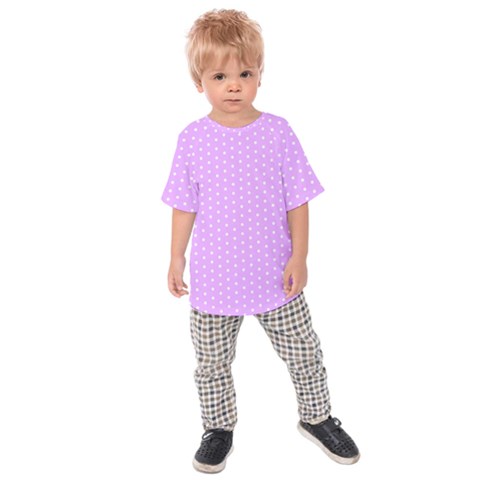 White Polka Dot Pastel Purple Background, Pink Color Vintage Dotted Pattern Kids  Raglan Tee by Casemiro