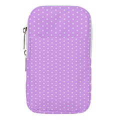 White Polka Dot Pastel Purple Background, Pink Color Vintage Dotted Pattern Waist Pouch (large) by Casemiro