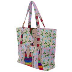 Tan Swimmer Flowerwall Zip Up Canvas Bag by snowwhitegirl