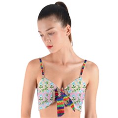 Tan Swimmer Flowerwall Woven Tie Front Bralet by snowwhitegirl