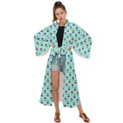 Headphones Girl Aqua Maxi Kimono by snowwhitegirl