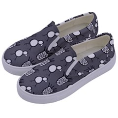 Grey Base, B&w Chpa Pattern Design Kids  Canvas Slip Ons by CHPALTD