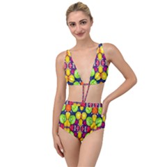 Fruits And Vegetables Pattern Tied Up Two Piece Swimsuit by dflcprintsclothing