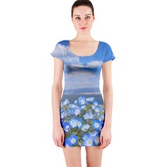 Floral Nature Short Sleeve Bodycon Dress by Sparkle