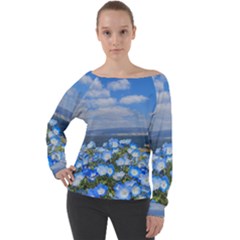 Floral Nature Off Shoulder Long Sleeve Velour Top by Sparkle