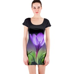 Floral Nature Short Sleeve Bodycon Dress by Sparkle