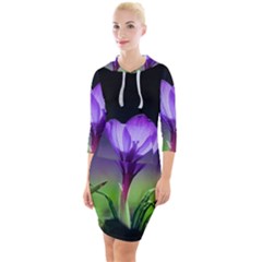 Floral Nature Quarter Sleeve Hood Bodycon Dress by Sparkle