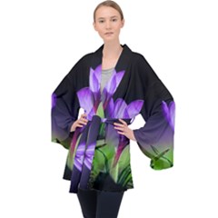 Floral Nature Long Sleeve Velvet Kimono  by Sparkle