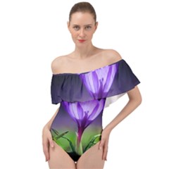 Floral Nature Off Shoulder Velour Bodysuit  by Sparkle