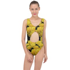 Yellow Roses Center Cut Out Swimsuit by Sparkle