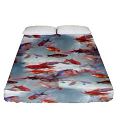 Golden Fishes Fitted Sheet (queen Size) by Sparkle