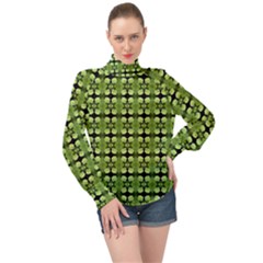 Digital Pattern High Neck Long Sleeve Chiffon Top by Sparkle