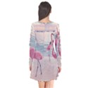 Flamingos Beach Long Sleeve V-neck Flare Dress View2