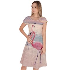 Flamingos Beach Classic Short Sleeve Dress by Sparkle