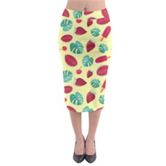 Watermelons, Fruits And Ice Cream, Pastel Colors, At Yellow Midi Pencil Skirt by Casemiro