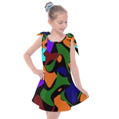 Trippy Paint Splash, Asymmetric Dotted Camo In Saturated Colors Kids  Tie Up Tunic Dress by Casemiro