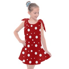 Mushroom Pattern, Red And White Dots, Circles Theme Kids  Tie Up Tunic Dress by Casemiro