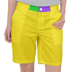 Carnival Mardi Gras Purple Yellow Green Stripes Pocket Shorts by yoursparklingshop