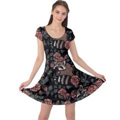 Raccoon Floral Cap Sleeve Dress by BubbSnugg