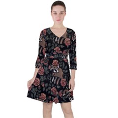 Raccoon Floral Ruffle Dress by BubbSnugg